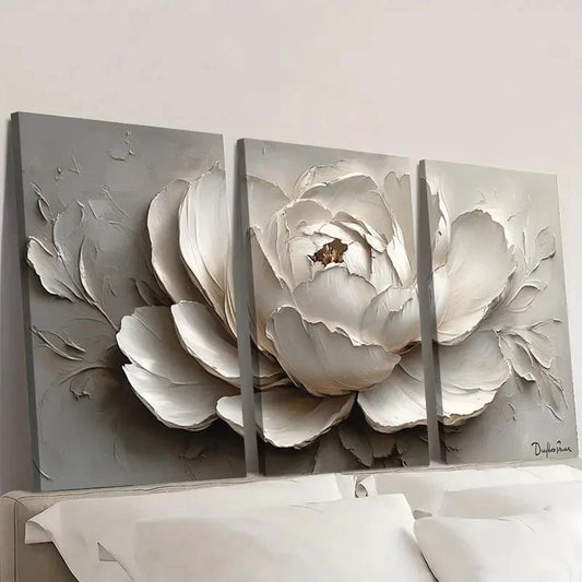 3pcs Flower Painting Floral Original Art kl Wall Art Set Canvas Framed 60x90cm - High Quality Print 100% Australian Made Wall Canvas Ready to Hang