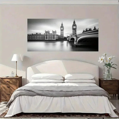 London Landmarks Black Wall Art Canvas Office Home Room Framed 120x60cm