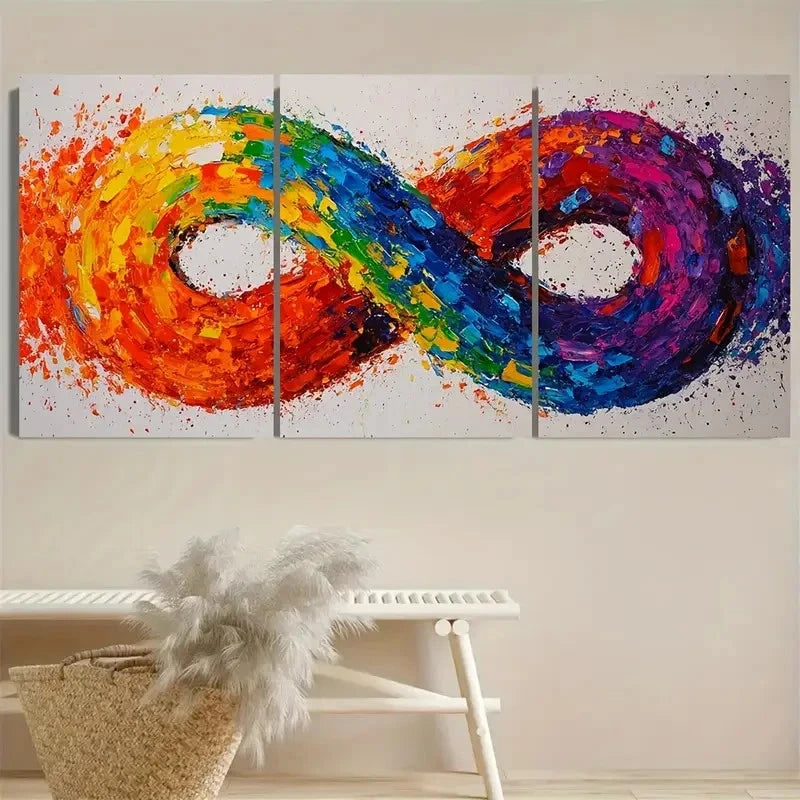 3pcs Infinity Beautiful on, thick texture Wall Art Set Canvas Framed 60x90cm - High Quality Print 100% Australian Made Wall Canvas Ready to Hang - Bella Home Decor