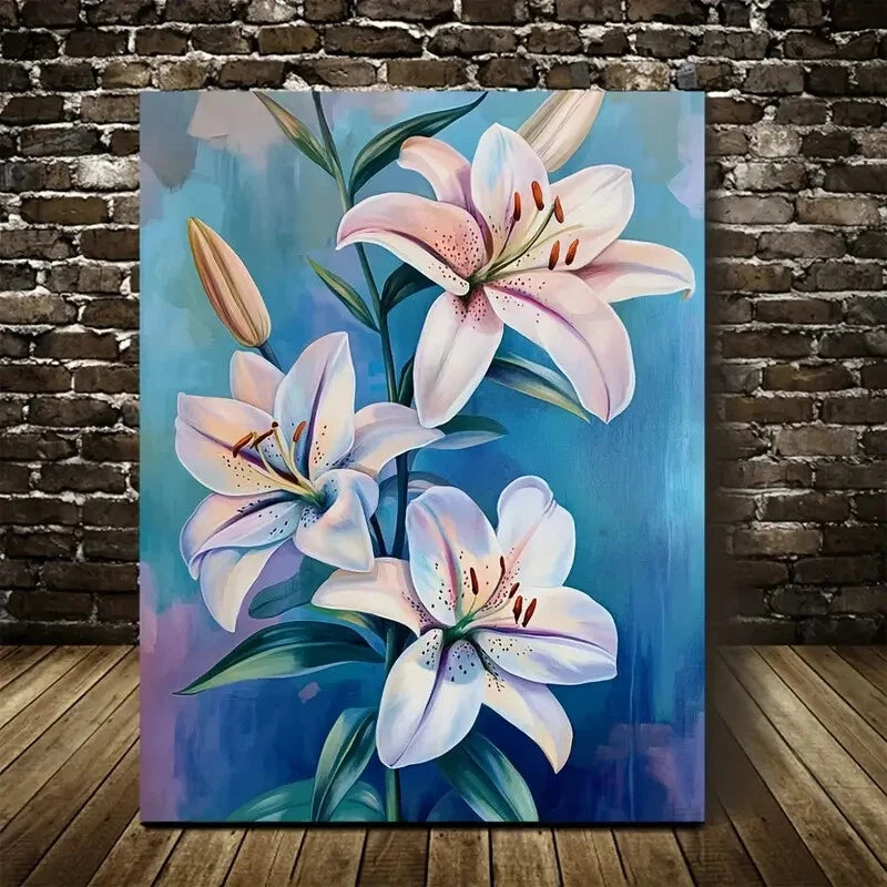Beautiful Vibrant Lily Colorful Painting 40x60cm Metal Print Ready to Hang - Bella Home Decor