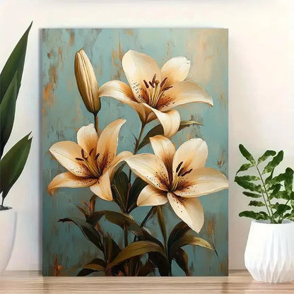 Beautiful Elegant Lily Botanical Painting 40x60cm Metal Print Ready to Hang