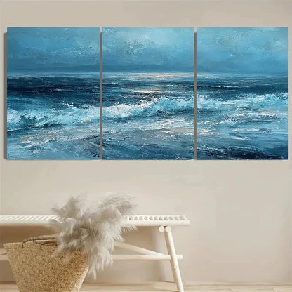 3pcs Ocean, Seascape Wall Art Set Canvas Framed 50x70cm - High Quality Print 100% Australian Made Wall Canvas Ready to Hang