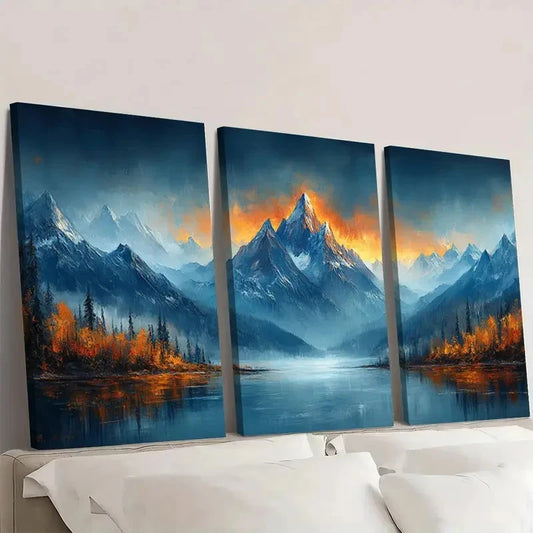 3pcs Abstract Mountain Texture Art AS Wall Art Set Canvas Framed 60x90cm - High Quality Print 100% Australian Made Wall Canvas Ready to Hang