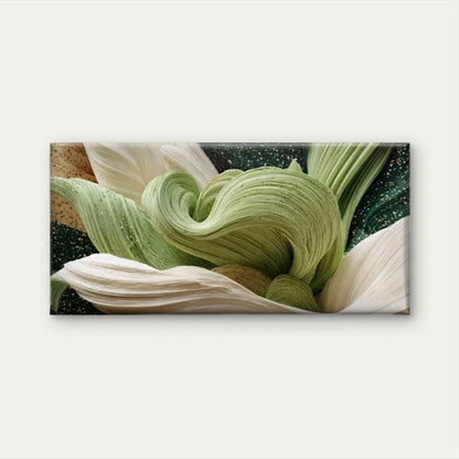 Abstract Floral Green & Curves Wall Art Canvas Office Home Room Framed 120x60cm