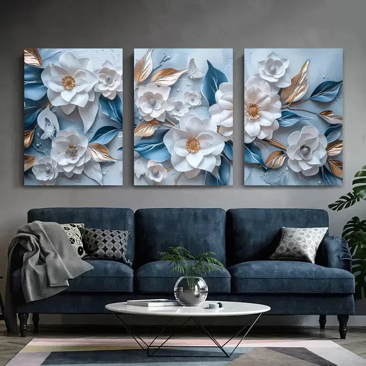 3pcs Floral Wall Art Canvas Unframed - High Quality Print 100% Australian Made Wall Canvas