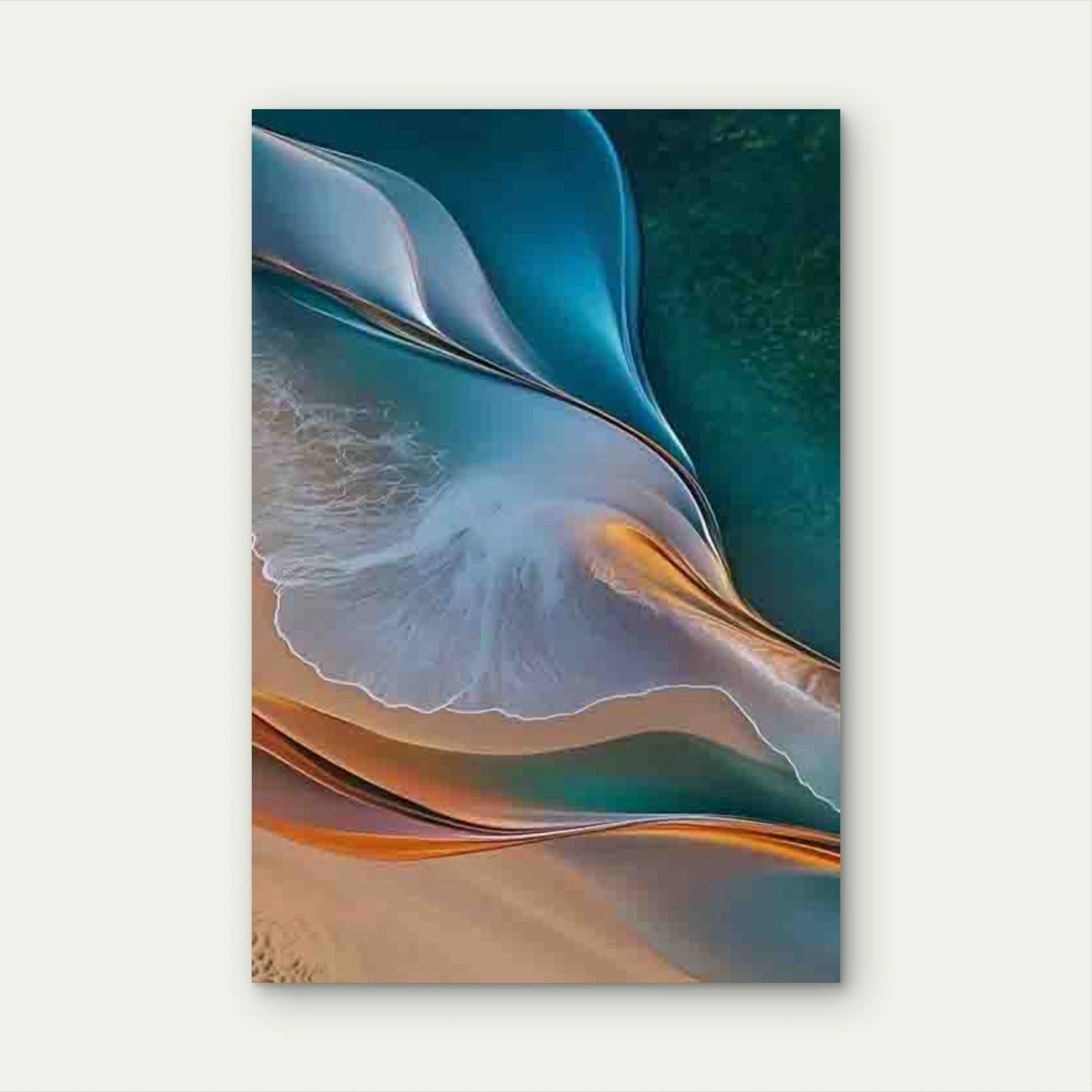 Wave Beach Art Mural Metal Print Ready to Hang