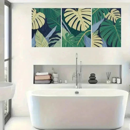 3pcs Monstera & Palm Leaf Wall Art Canvas Unframed - High Quality Print 100% Australian Made Wall Canvas