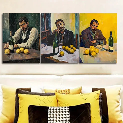 3pcs Drunk man Wall Art Set Canvas Unframed - High Quality Print 100% Australian Made Wall Canvas - Bella Home Decor