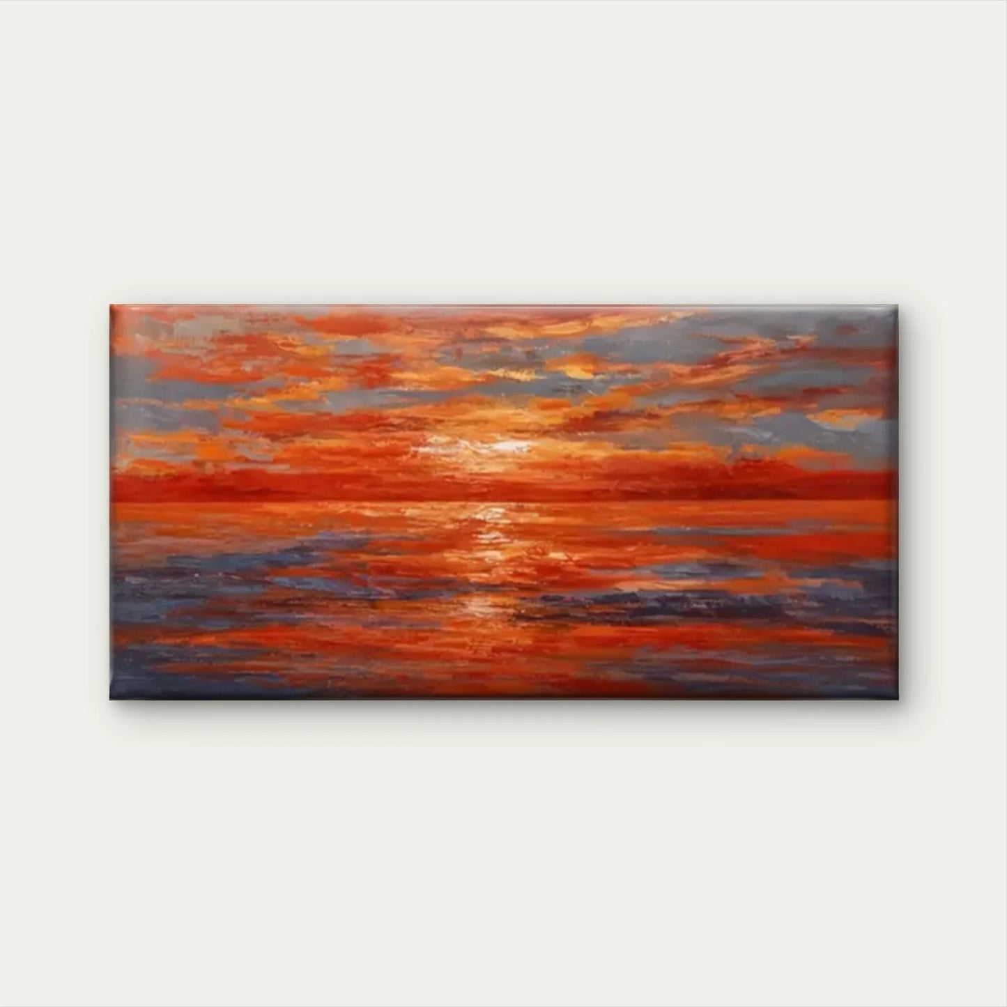 Ocean Sunset Nature Wall Art Canvas Office Home Room Framed 120x60cm