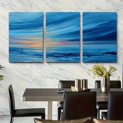 3pcs Seascape Sunrise Golden Sunset Perfect Wall Art Set Canvas Framed 50x70cm - High Quality Print 100% Australian Made Wall Canvas Ready to Hang