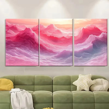 3pcs Abstract Pastel Pink Artwork Natural Formatio Metal Print Ready to Hang Art - Bella Home Decor