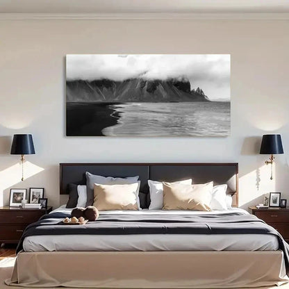 Northern Lights Over Silvery Wall Art Canvas Office Home Room Framed 120x60cm