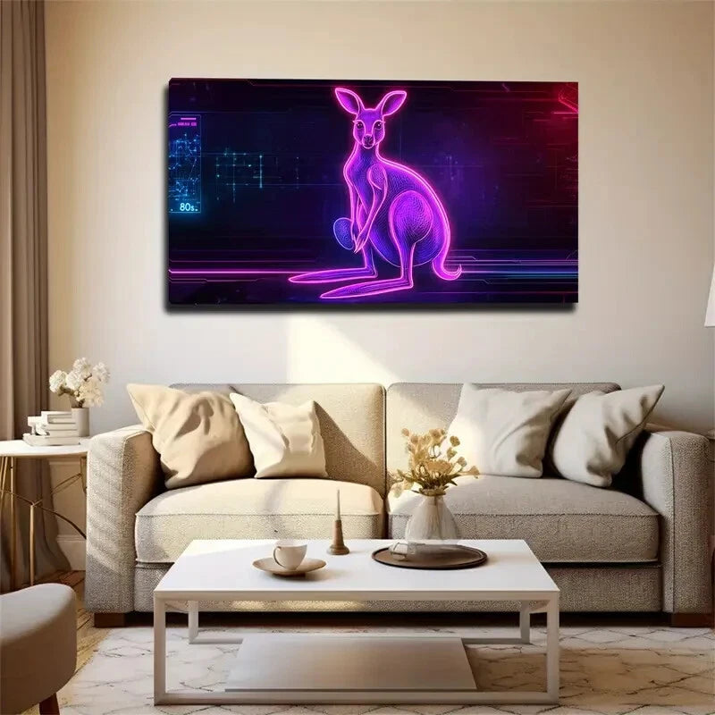 Outline The Contour Kangaroo Wall Art Canvas Office Home Room Framed 120x60cm - Bella Home Decor
