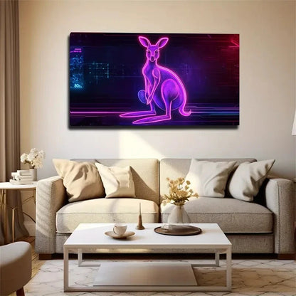 Outline The Contour Kangaroo Wall Art Canvas Office Home Room Framed 120x60cm - Bella Home Decor