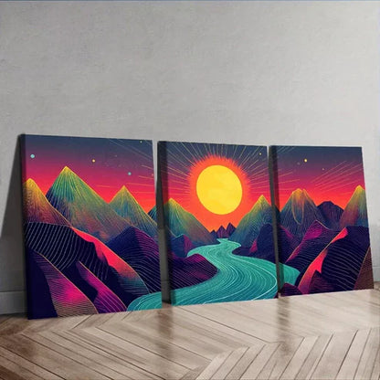 3pcs Vibrant Landscape Design Nature Wall Art Set Wall Art Canvas Unframed - High Quality Print 100% Australian Made Wall Canvas