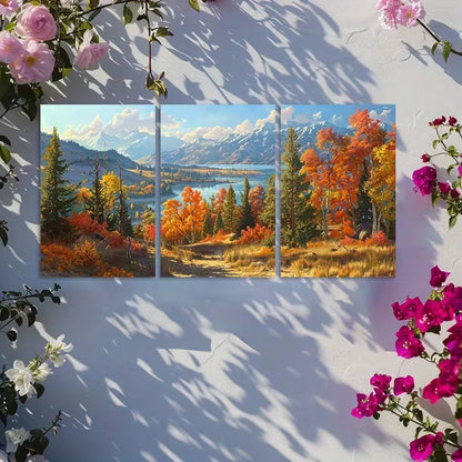 3pcs Scenic Mountains and Rivers Wall Art Set Canvas Framed 60x90cm - High Quality Print 100% Australian Made Wall Canvas Ready to Hang