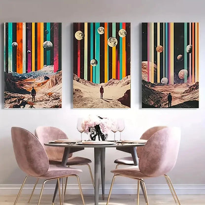 3pcs Vibrant Planets & Stars Design VPS  Wall Art Canvas Framed 40x60cm - High Quality Print 100% Australian Made Wall Canvas Ready to Hang - Bella Home Decor
