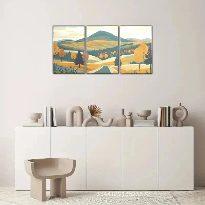 3pcs Deco Style Scotland Landscape Wall Art Metal Print Ready to Hang Art - Bella Home Decor