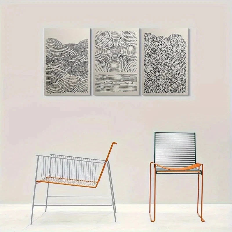 3pcs Black & White Modern Abstract Metal Print Ready to Hang Art - Bella Home Decor