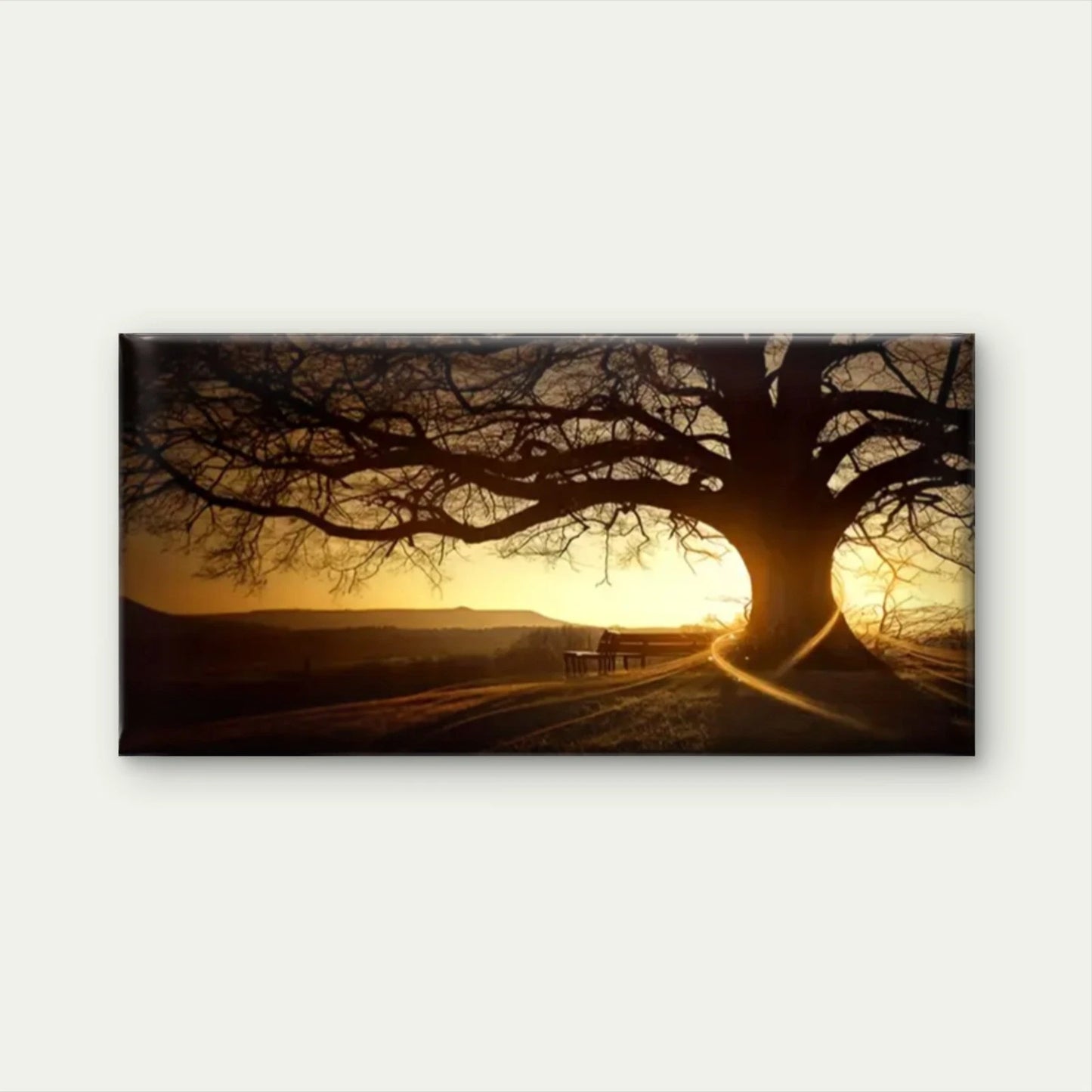 Trees The Sun Shining Narure Wall Art Canvas Office Home Room Framed 120x60cm