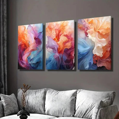 3pcs Artistic Ink Explosion, Texture Abstract Wall Art Canvas Unframed - High Quality Print 100% Australian Made Wall Canvas - Bella Home Decor