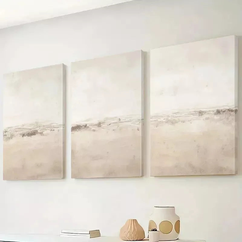 3pcs Beige & Brown Wall Art Set Canvas Framed 50x70cm - High Quality Print 100% Australian Made Wall Canvas Ready to Hang - Bella Home Decor