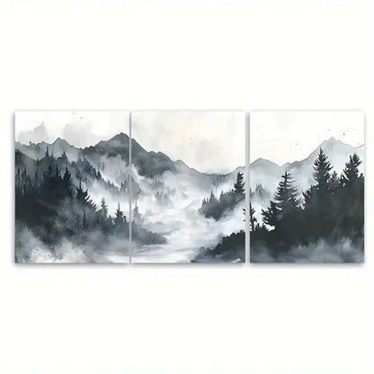 3pcs Misty Mountain Serene Nature Landscape Wall Art Canvas Unframed - High Quality Print 100% Australian Made Wall Canvas