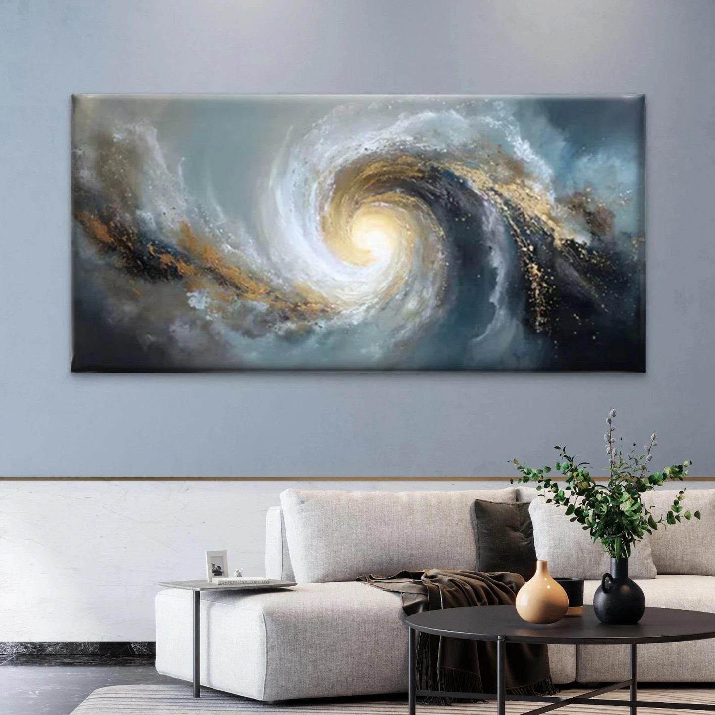 Abstract Spiral Galaxy Wall Art Canvas Office Home Room Framed 120x60cm