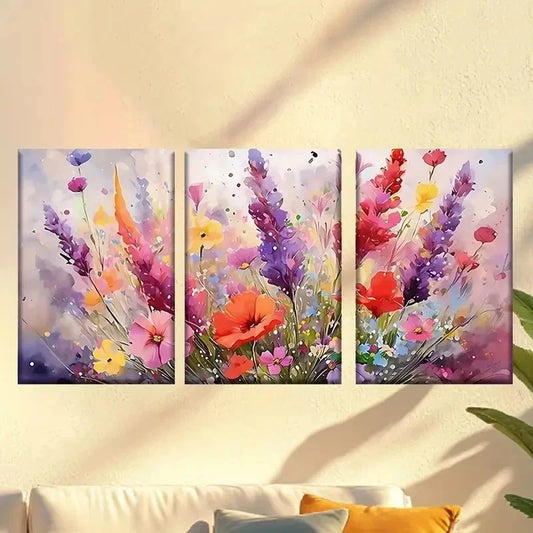 3pcs painting of flowers in a vase Wall Art Set Canvas Framed 40x60cm - High Quality Print 100% Australian Made Wall Canvas Ready to Hang