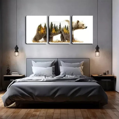 3pcs Majestic Bear Forest Close-Up Wall Art Set Canvas Framed 60x90cm - High Quality Print 100% Australian Made Wall Canvas Ready to Hang - Bella Home Decor