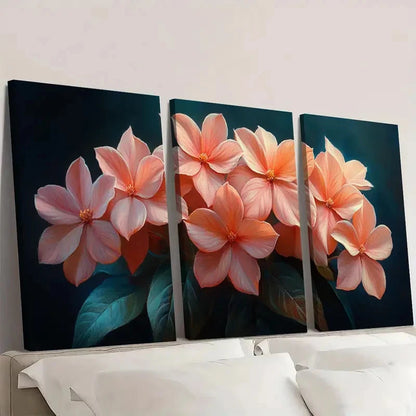 3pcs Pentas Flower Plant Art Print FlowerD     Wall Art Set Canvas Framed 50x70cm - High Quality Print 100% Australian Made Wall Canvas Ready to Hang