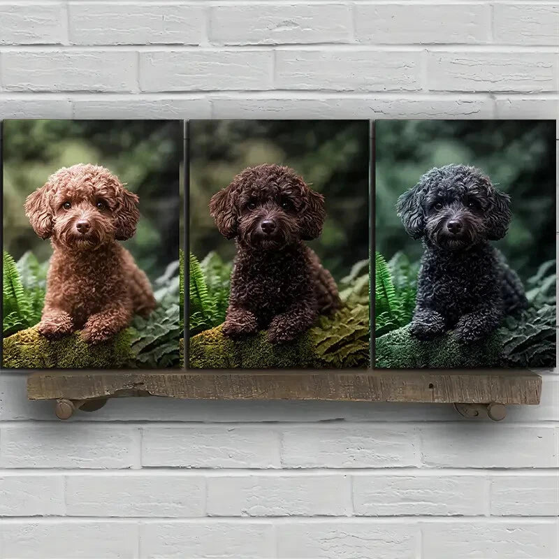 3pcs Dogs in the Forest Pet Themed Metal Print Ready to Hang Art - Bella Home Decor