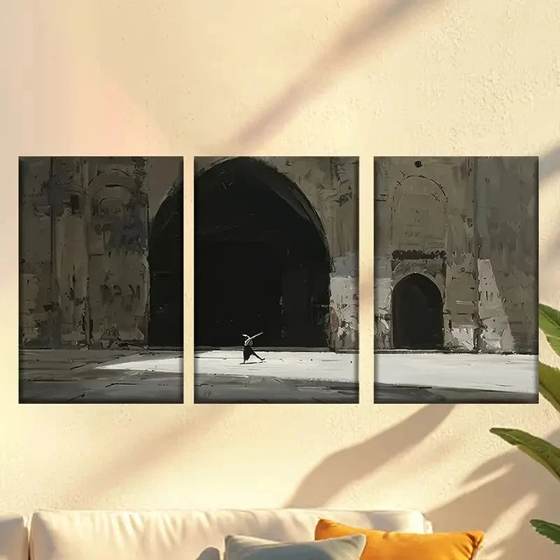 3pcs Classic Ancient Architecture Wall Art Set Canvas Framed 40x60cm - High Quality Print 100% Australian Made Wall Canvas Ready to Hang - Bella Home Decor