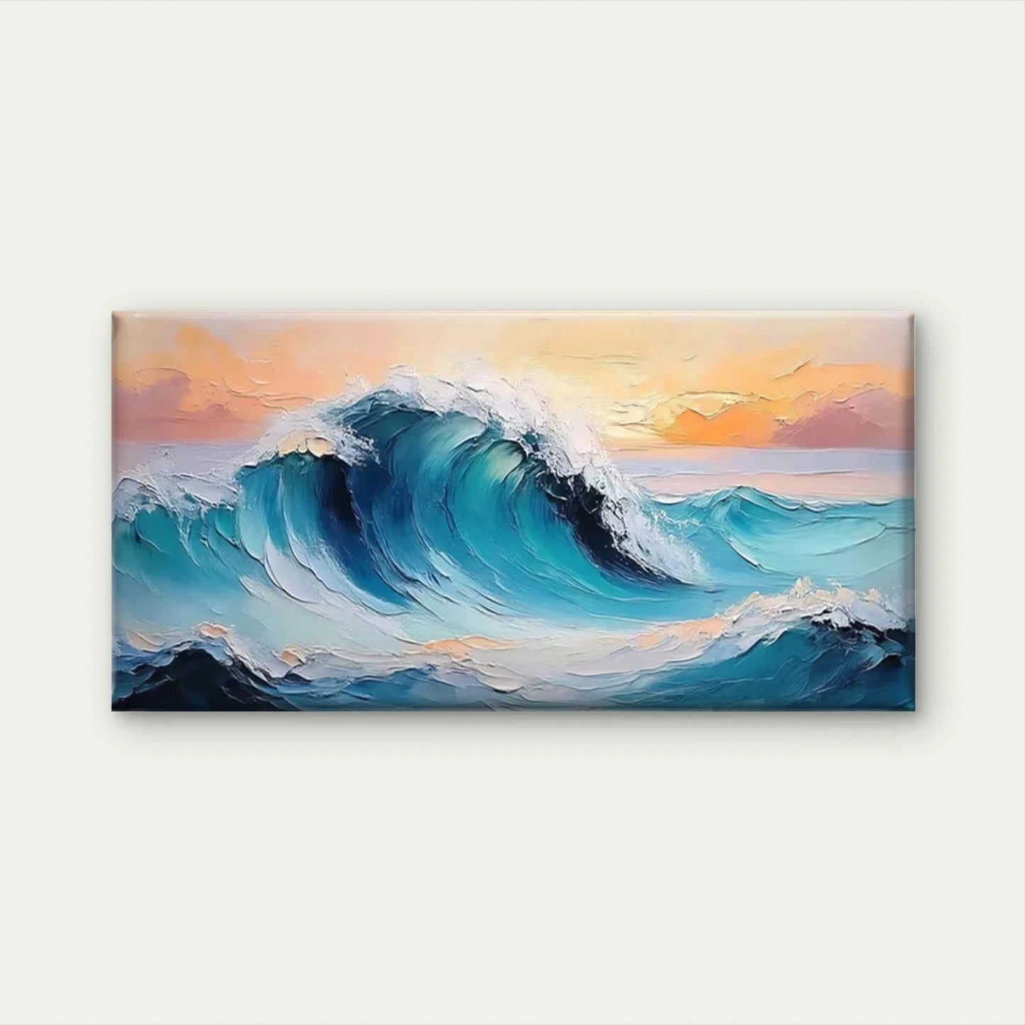Ocean Wave Sunset Wall Art Canvas Office Home Room Framed 120x60cm