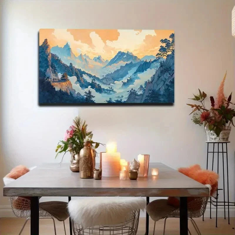 Tranquil Mountain And River Wall Art Canvas Office Home Room Framed 120x60cm