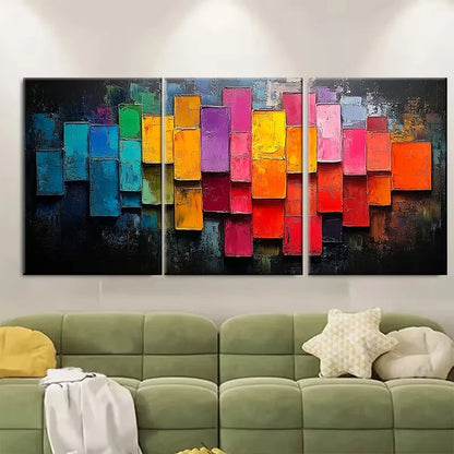 3pcs Abstract Textured Oil Painting Metal Print Ready to Hang Art