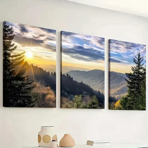 3pcs Featuring Mountain Sunset Forest Nature Wall Art Canvas Unframed - High Quality Print 100% Australian Made Wall Canvas