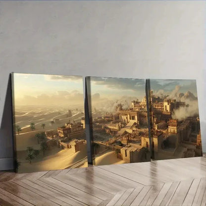3pcs Featuring a Photograph of an Ancient City Wall Art Canvas Unframed - High Quality Print 100% Australian Made Wall Canvas