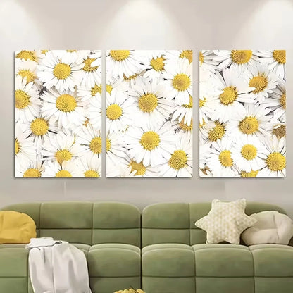 3pcs Vibrant Yellow & White Daisies Metal Print Ready to Hang Art