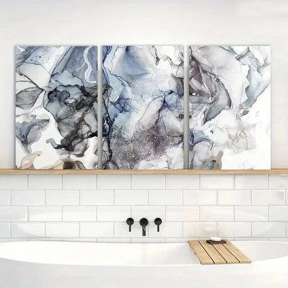 3pcs Abstract Painting Marble Texture Metal Print Ready to Hang Art - Bella Home Decor