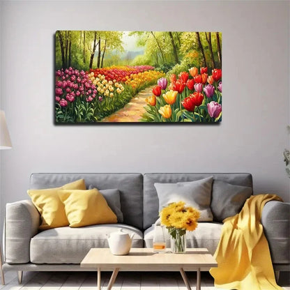 Tall Trees & Luxuriant Foliage Wall Art Canvas Office Home Room Framed 120x60cm