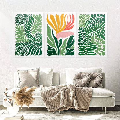 3pcs Tropical Flower Jungle Paintings Wall Art Set Canvas Framed 50x70cm - High Quality Print 100% Australian Made Wall Canvas Ready to Hang - Bella Home Decor