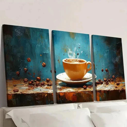 3pcs Coffee Cup Design Wall Art Canvas Unframed - High Quality Print 100% Australian Made Wall Canvas - Bella Home Decor