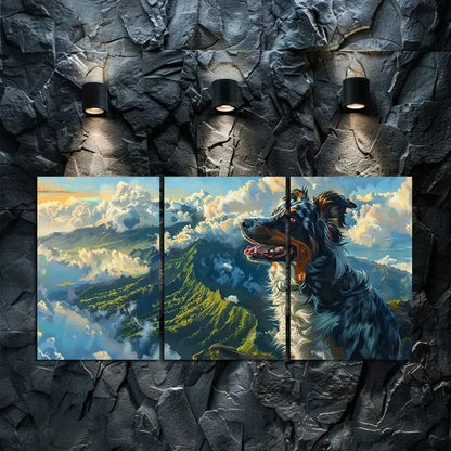 3pcs Australian Shepherd Mountain Scene  Wall Art Set Canvas Framed 50x70cm - High Quality Print 100% Australian Made Wall Canvas Ready to Hang - Bella Home Decor