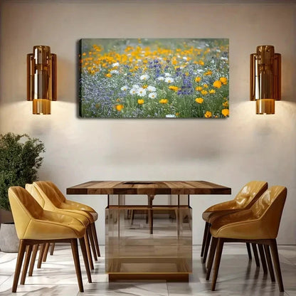Vibrant Wildflower Meadow Wall Art Canvas Office Home Room Framed 120x60cm