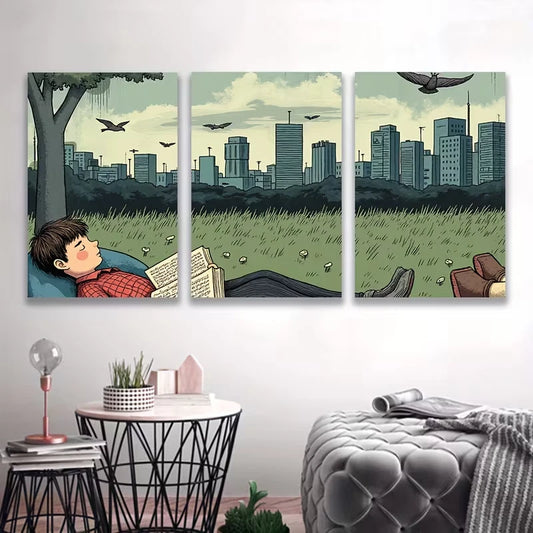 3pcs Classic Reading Metal Print Ready to Hang Art