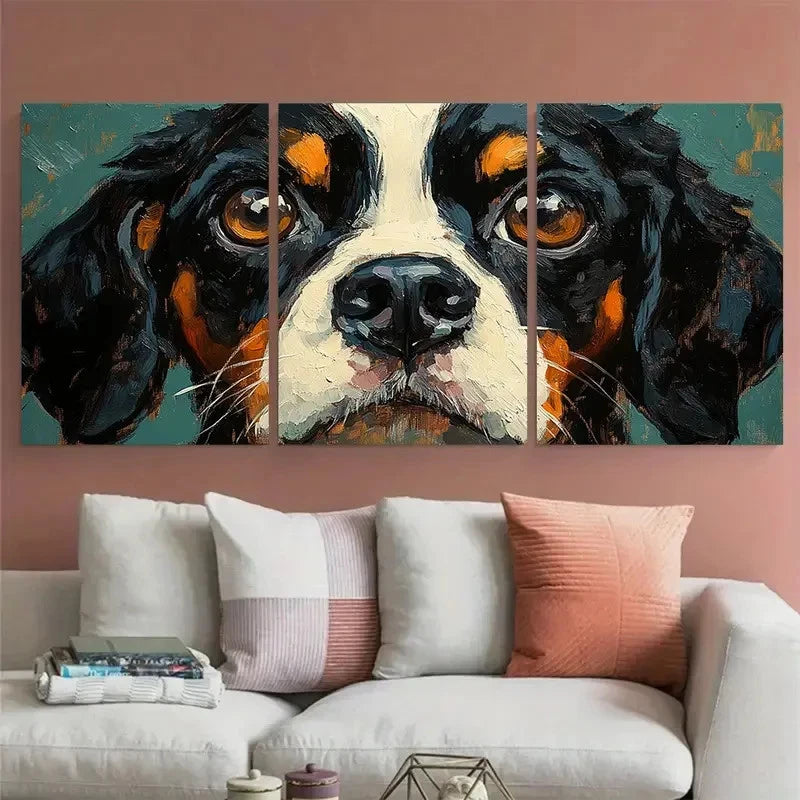 3pcs Cocker Spaniel Dog Portrait Illustration Metal Print Ready to Hang Art - Bella Home Decor