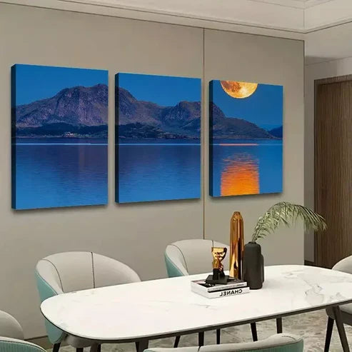 3pcs Moon on the Sea Art Set Canvas Unframed - High Quality Print 100% Australian Made Wall Canvas
