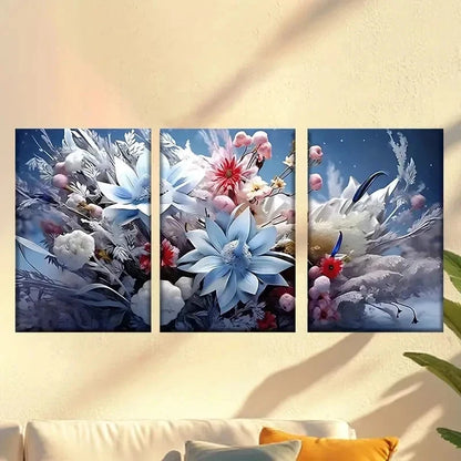 3pcs a bouquet of flowers in the sky Wall Art Set Canvas Framed 60x90cm - High Quality Print 100% Australian Made Wall Canvas Ready to Hang - Bella Home Decor