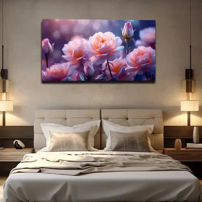 Pink Love Romantic Rose Wall Art canvas office home room framed 120x60cm